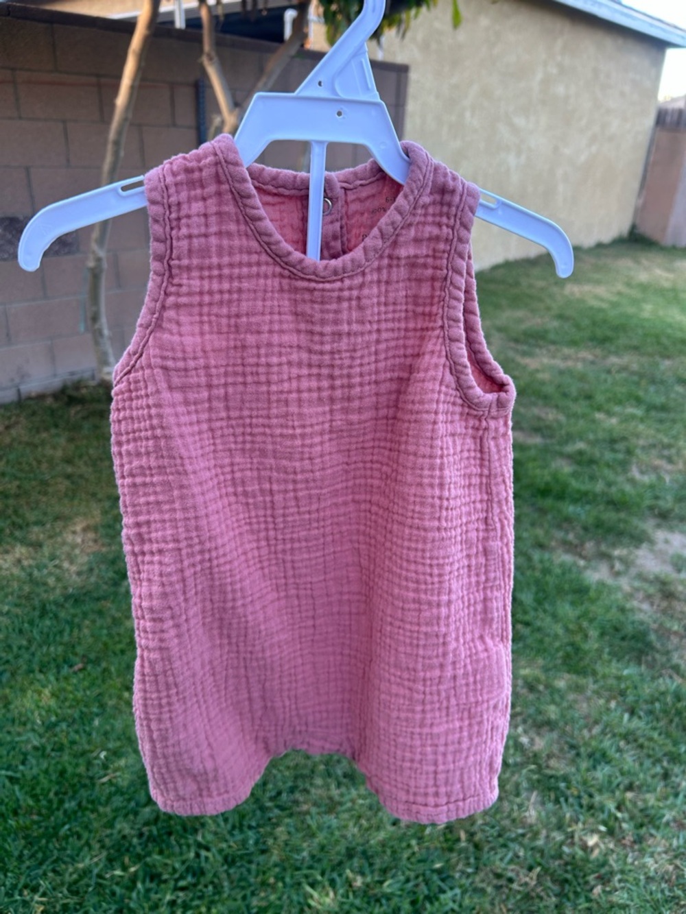Kids Sleeveless Pink organic Cotton Gauze Romper